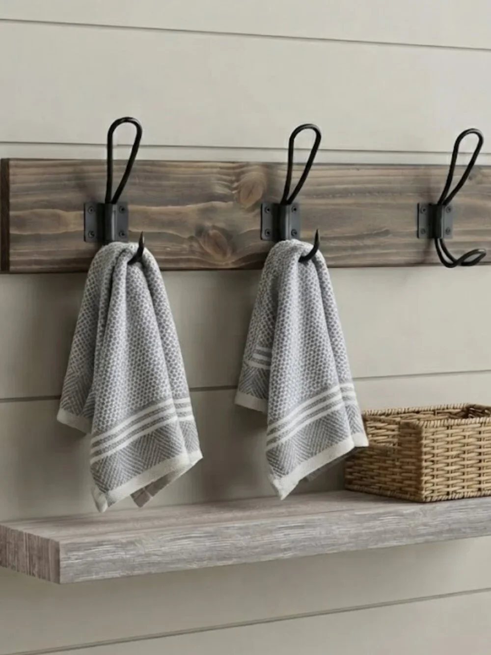 RL Homestyles Rustic Entryway Set: Floating Shelf & 3-Hook Coat Rack